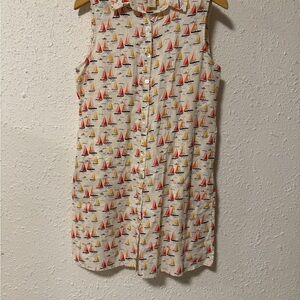 Cynthia Rowley Multicolor Sailboat Linen Tank Dress
